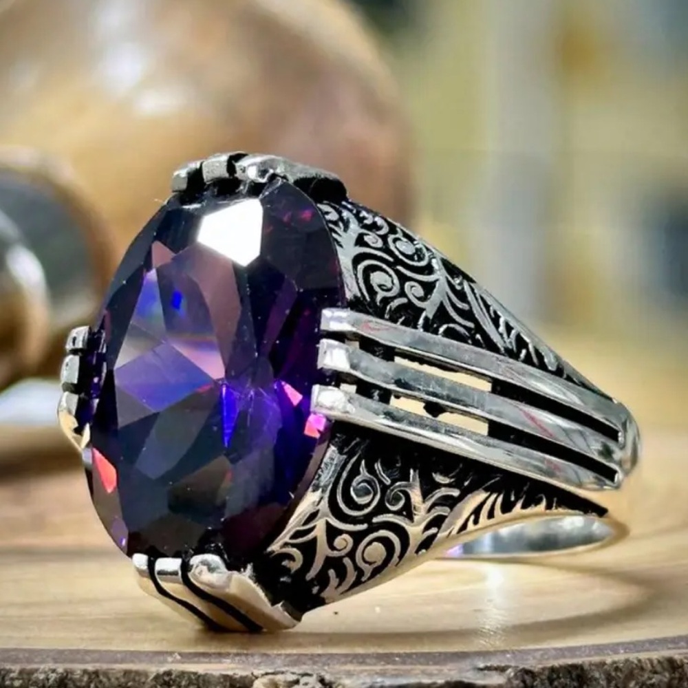 Turkish Majestic Amethyst Warrior Silver 925 Plated Ring